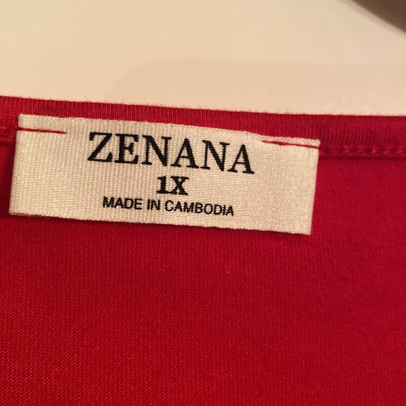 Zenana Plus Cotton Drawstring Waist Curved Hem Side Slits Dress Pockets Red 1X - Picture 7 of 8